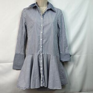 Intermix blue and white striped poplin dress size small E UC